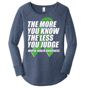 The More You Know The Less You Judge Mental Health Awareness Women's Perfect Tri Tunic Long Sleeve Shirt