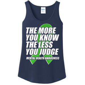 The More You Know The Less You Judge Mental Health Awareness Ladies Essential Tank