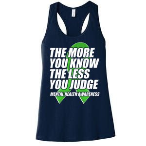 The More You Know The Less You Judge Mental Health Awareness Women's Racerback Tank