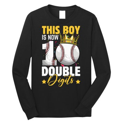 This Now 10 Double Digits Baseball 10 Years Old Birthday Long Sleeve Shirt