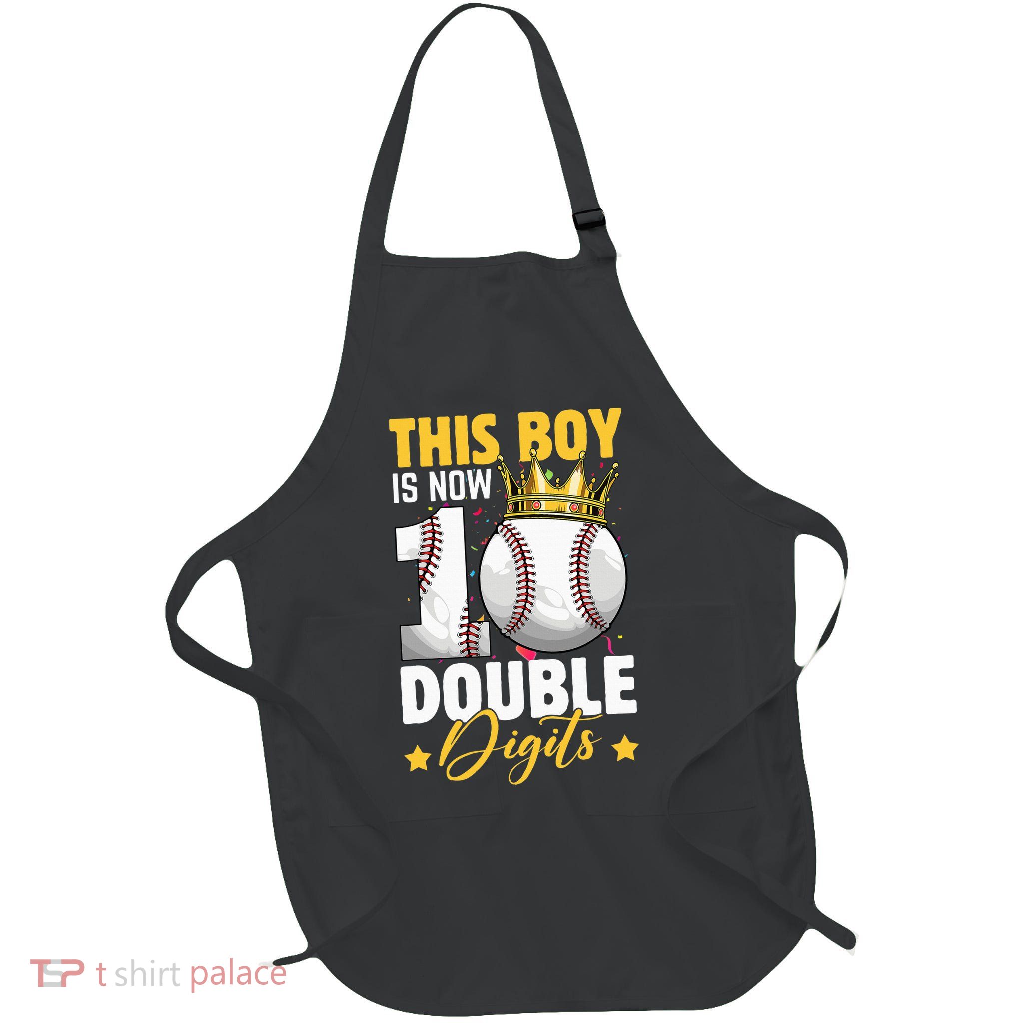 This Now 10 Double Digits Baseball 10 Years Old Birthday Full-Length Apron With Pockets