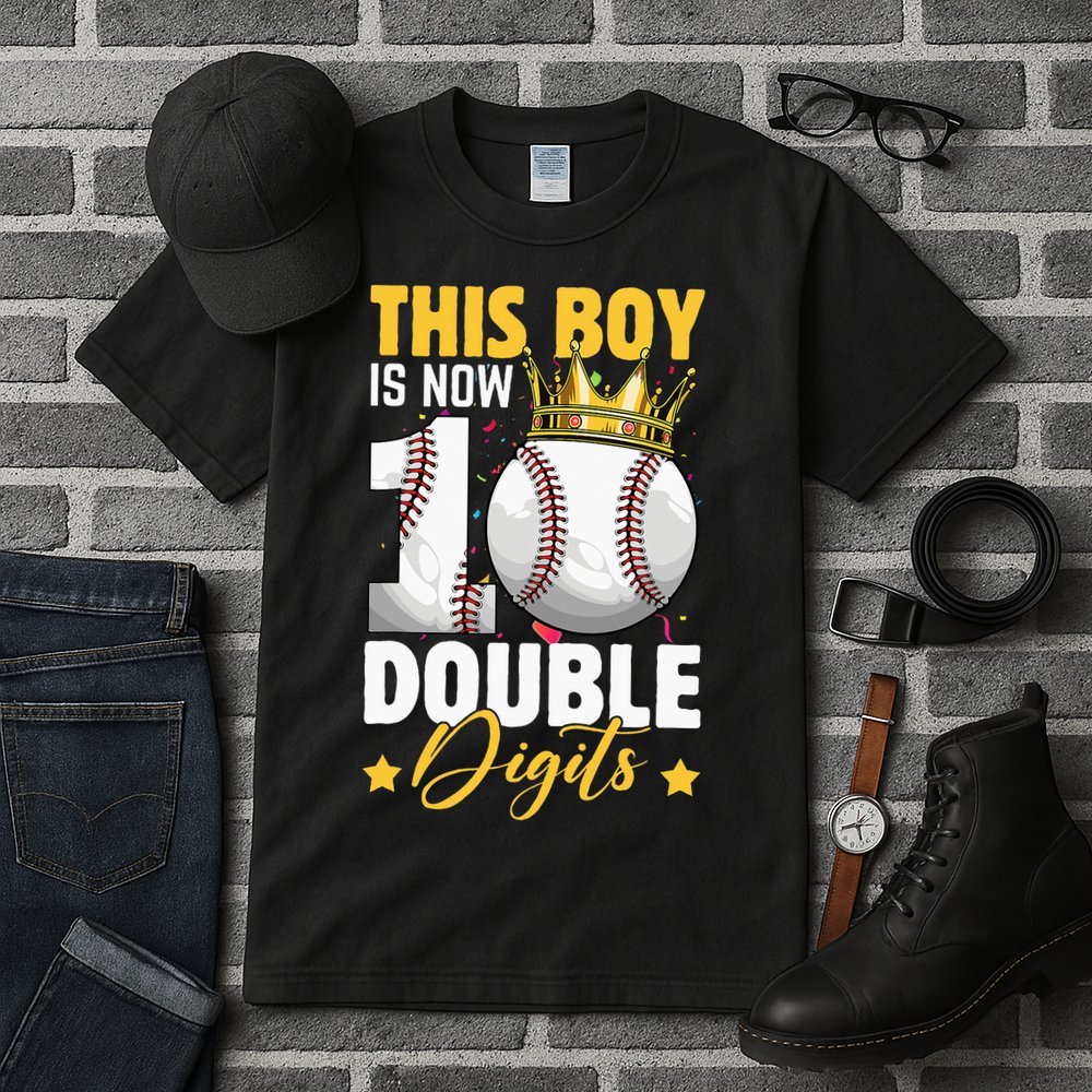 This Now 10 Double Digits Baseball 10 Years Old Birthday Tall T-Shirt