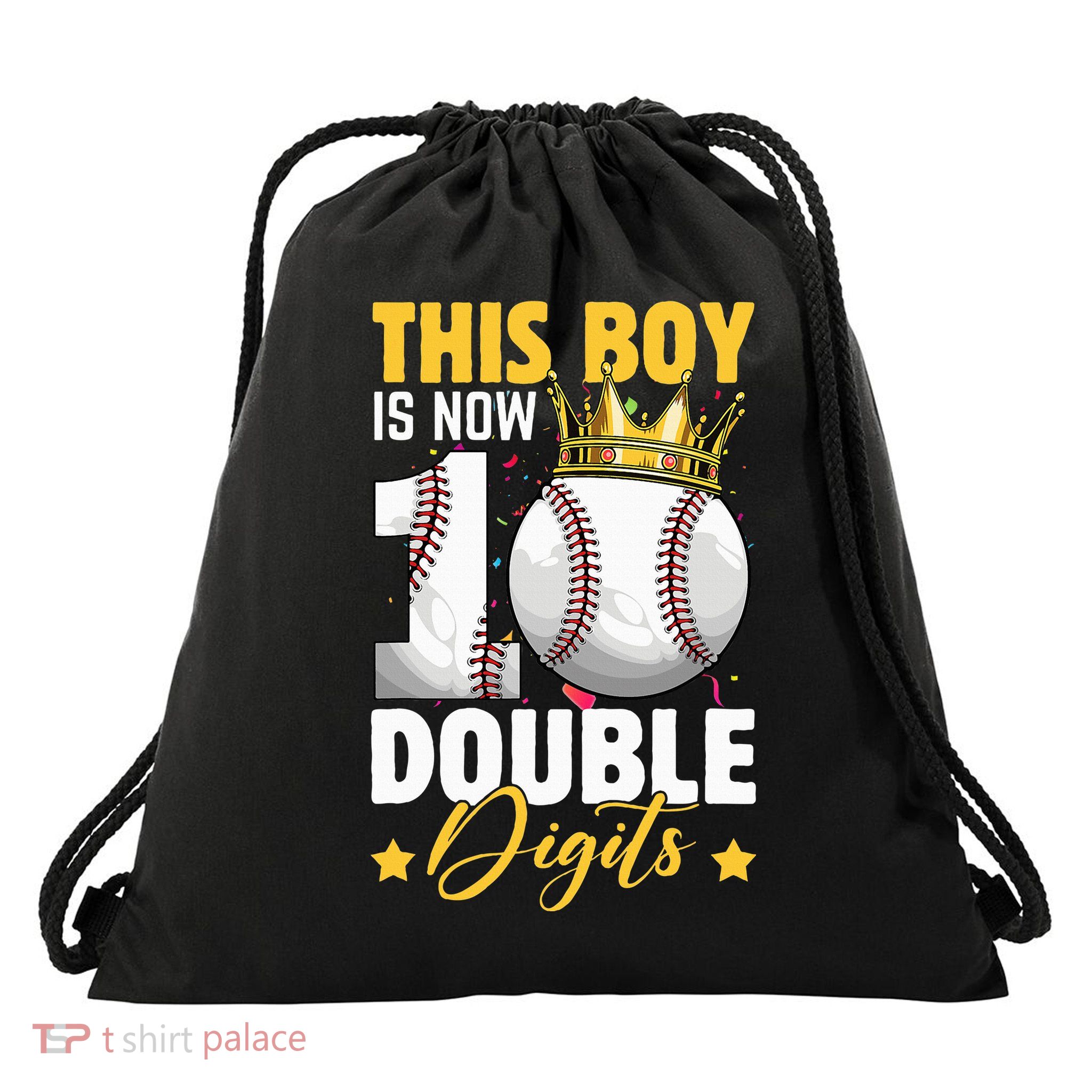 This Now 10 Double Digits Baseball 10 Years Old Birthday Drawstring Bag