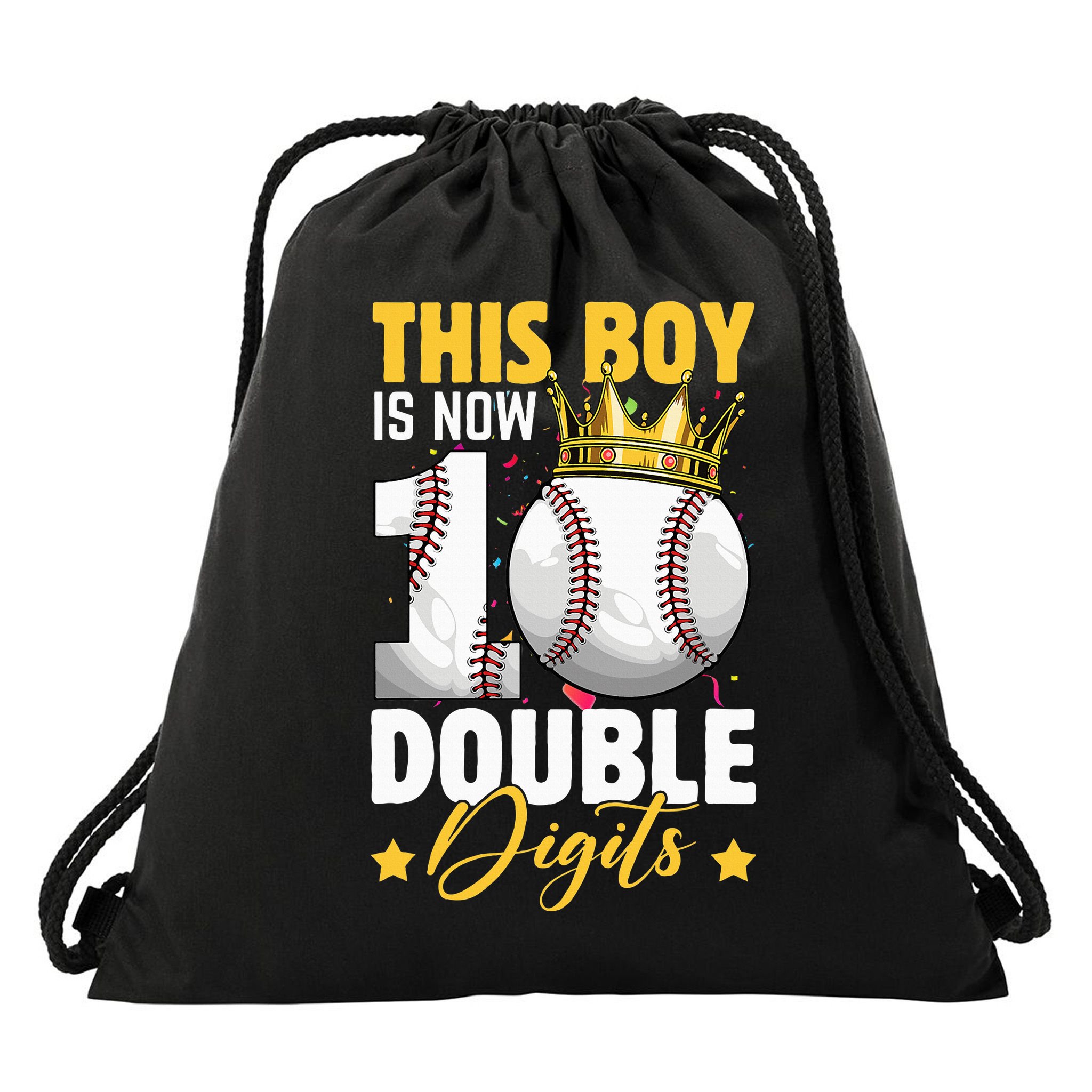 This Now 10 Double Digits Baseball 10 Years Old Birthday Drawstring Bag