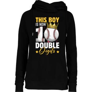 This Now 10 Double Digits Baseball 10 Years Old Birthday Womens Funnel Neck Pullover Hood