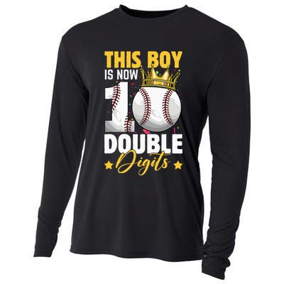 This Now 10 Double Digits Baseball 10 Years Old Birthday Cooling Performance Long Sleeve Crew