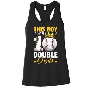 This Now 10 Double Digits Baseball 10 Years Old Birthday Women's Racerback Tank