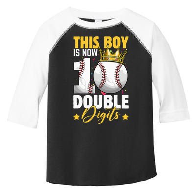 This Now 10 Double Digits Baseball 10 Years Old Birthday Toddler Fine Jersey T-Shirt