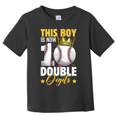 This Now 10 Double Digits Baseball 10 Years Old Birthday Toddler T-Shirt