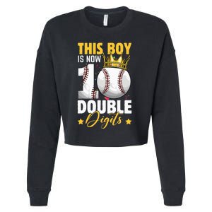 This Now 10 Double Digits Baseball 10 Years Old Birthday Cropped Pullover Crew