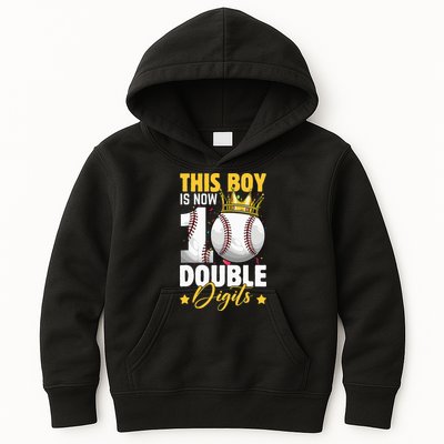 This Now 10 Double Digits Baseball 10 Years Old Birthday Kids Hoodie
