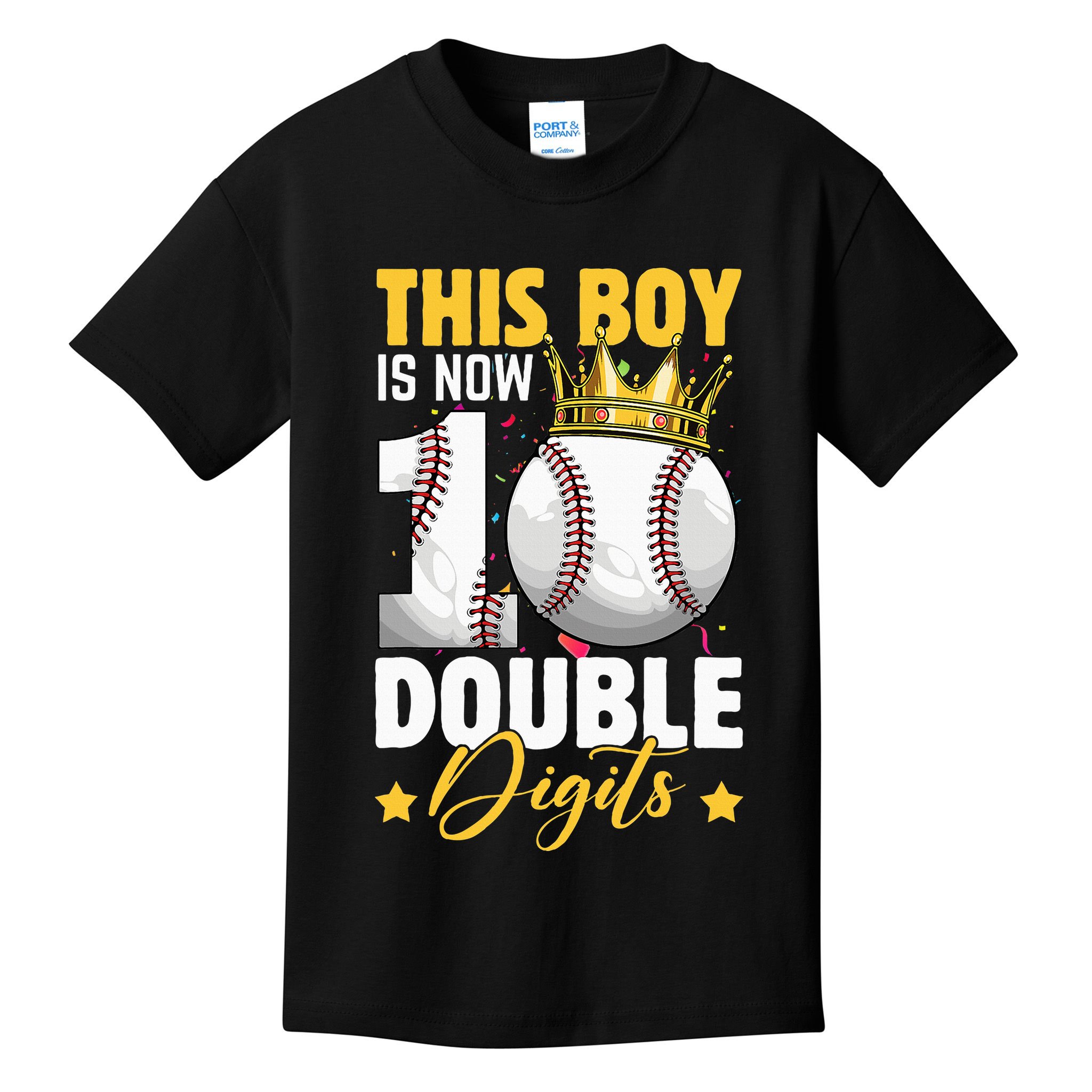 This Now 10 Double Digits Baseball 10 Years Old Birthday Kids T-Shirt