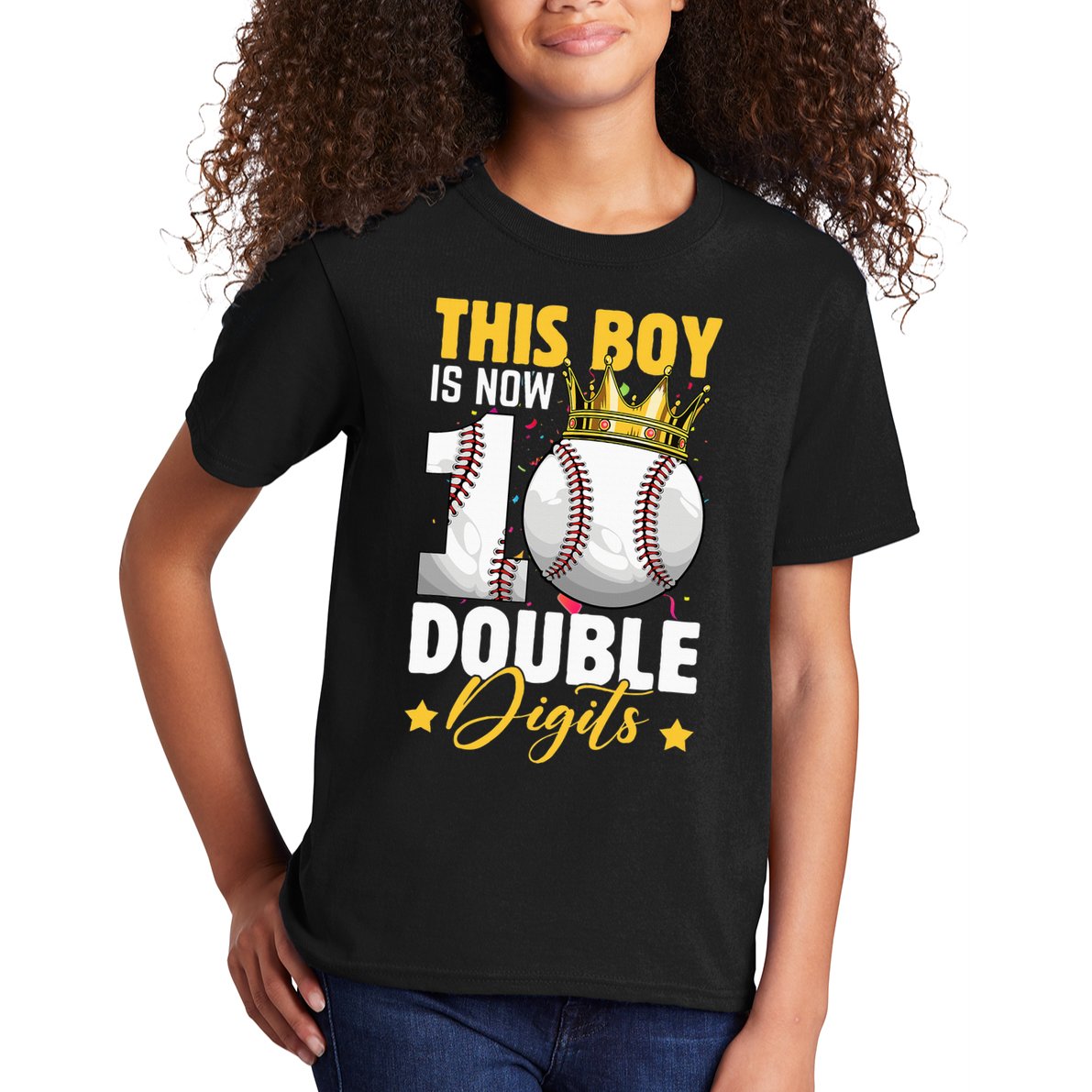 This Now 10 Double Digits Baseball 10 Years Old Birthday Kids T-Shirt