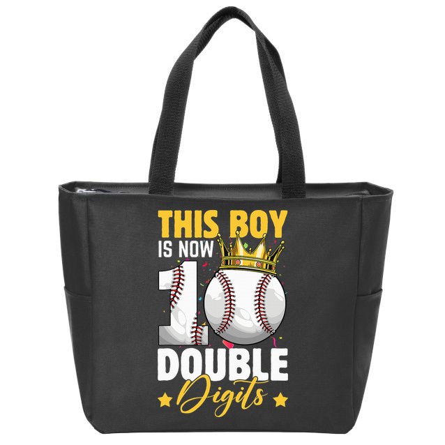 This Now 10 Double Digits Baseball 10 Years Old Birthday Zip Tote Bag