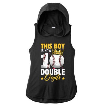 This Now 10 Double Digits Baseball 10 Years Old Birthday Ladies PosiCharge Tri-Blend Wicking Draft Hoodie Tank