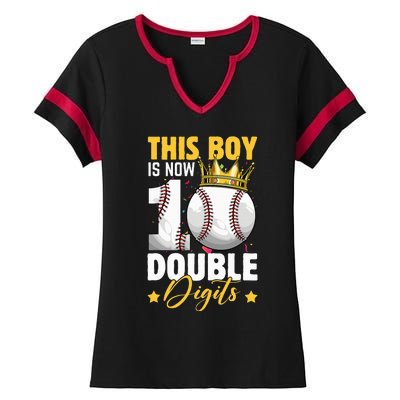 This Now 10 Double Digits Baseball 10 Years Old Birthday Ladies Halftime Notch Neck Tee