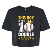 This Now 10 Double Digits Baseball 10 Years Old Birthday Bella+Canvas Jersey Crop Tee