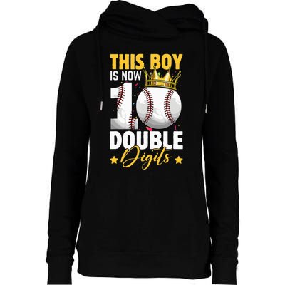 This Now 10 Double Digits Baseball 10 Years Old Birthday Womens Funnel Neck Pullover Hood