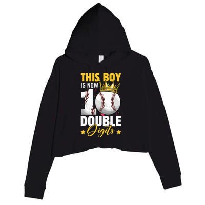 This Now 10 Double Digits Baseball 10 Years Old Birthday Crop Fleece Hoodie