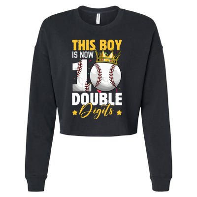 This Now 10 Double Digits Baseball 10 Years Old Birthday Cropped Pullover Crew