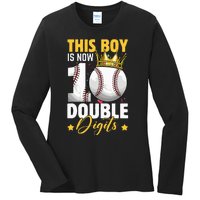 This Now 10 Double Digits Baseball 10 Years Old Birthday Ladies Long Sleeve Shirt