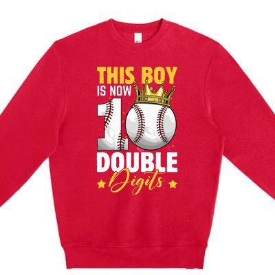 This Now 10 Double Digits Baseball 10 Years Old Birthday Premium Crewneck Sweatshirt