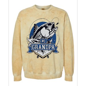 Trendy Number 1 Grandpa Fishing Logo Colorblast Crewneck Sweatshirt