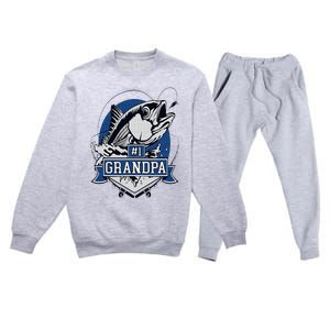 Trendy Number 1 Grandpa Fishing Logo Premium Crewneck Sweatsuit Set