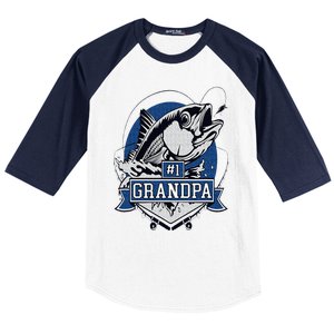 Trendy Number 1 Grandpa Fishing Logo Baseball Sleeve Shirt