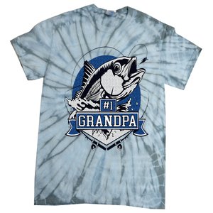 Trendy Number 1 Grandpa Fishing Logo Tie-Dye T-Shirt