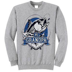 Trendy Number 1 Grandpa Fishing Logo Tall Sweatshirt