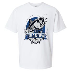 Trendy Number 1 Grandpa Fishing Logo Sueded Cloud Jersey T-Shirt