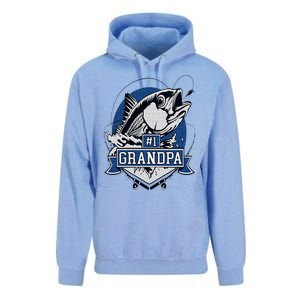 Trendy Number 1 Grandpa Fishing Logo Unisex Surf Hoodie