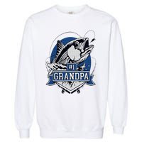 Trendy Number 1 Grandpa Fishing Logo Garment-Dyed Sweatshirt