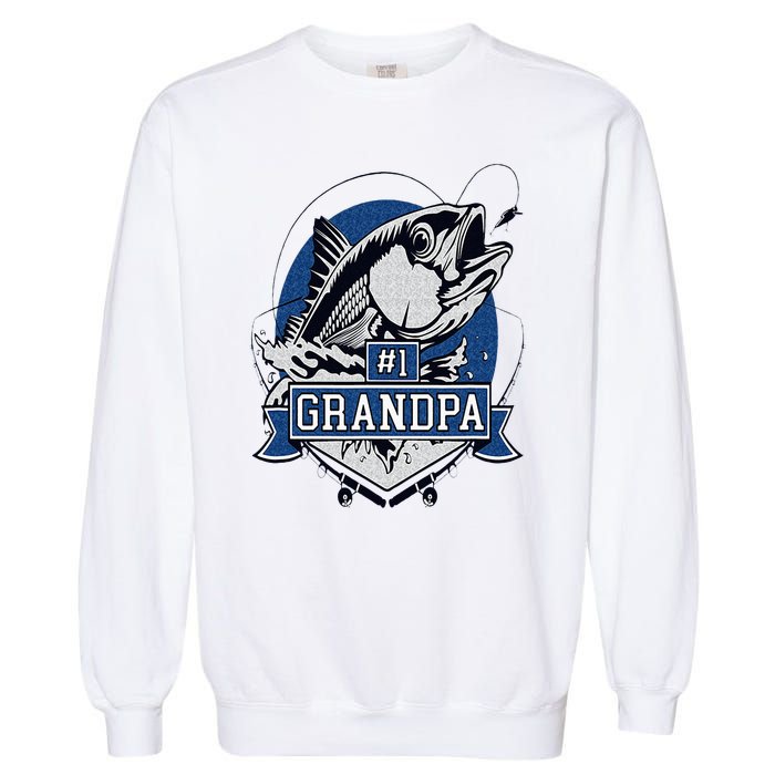 Trendy Number 1 Grandpa Fishing Logo Garment-Dyed Sweatshirt