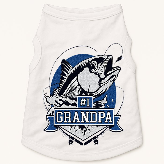 Trendy Number 1 Grandpa Fishing Logo Doggie Tank