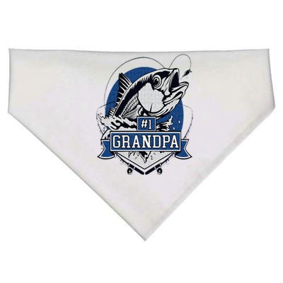 Trendy Number 1 Grandpa Fishing Logo USA-Made Doggie Bandana