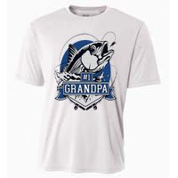 Trendy Number 1 Grandpa Fishing Logo Cooling Performance Crew T-Shirt