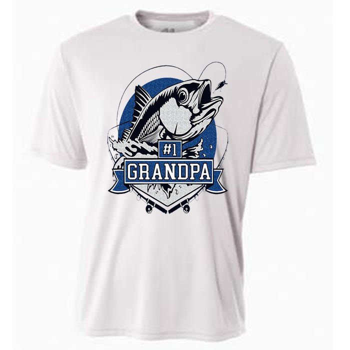 Trendy Number 1 Grandpa Fishing Logo Cooling Performance Crew T-Shirt