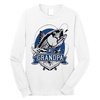 Trendy Number 1 Grandpa Fishing Logo Long Sleeve Shirt