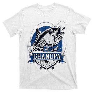 Trendy Number 1 Grandpa Fishing Logo T-Shirt