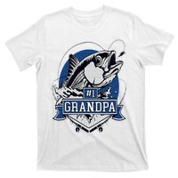 Trendy Number 1 Grandpa Fishing Logo T-Shirt