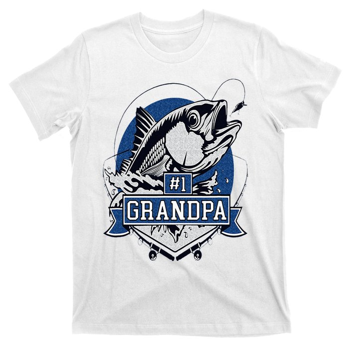 Trendy Number 1 Grandpa Fishing Logo T-Shirt