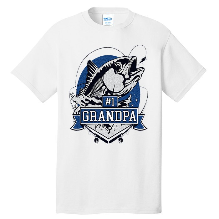 Trendy Number 1 Grandpa Fishing Logo Tall T-Shirt