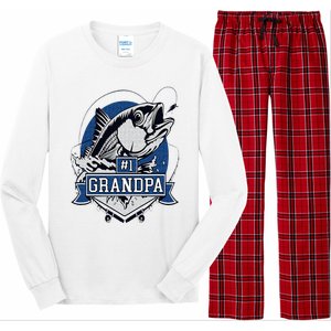 Trendy Number 1 Grandpa Fishing Logo Long Sleeve Pajama Set