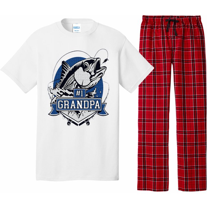 Trendy Number 1 Grandpa Fishing Logo Pajama Set