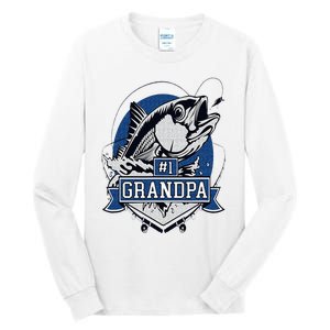 Trendy Number 1 Grandpa Fishing Logo Tall Long Sleeve T-Shirt