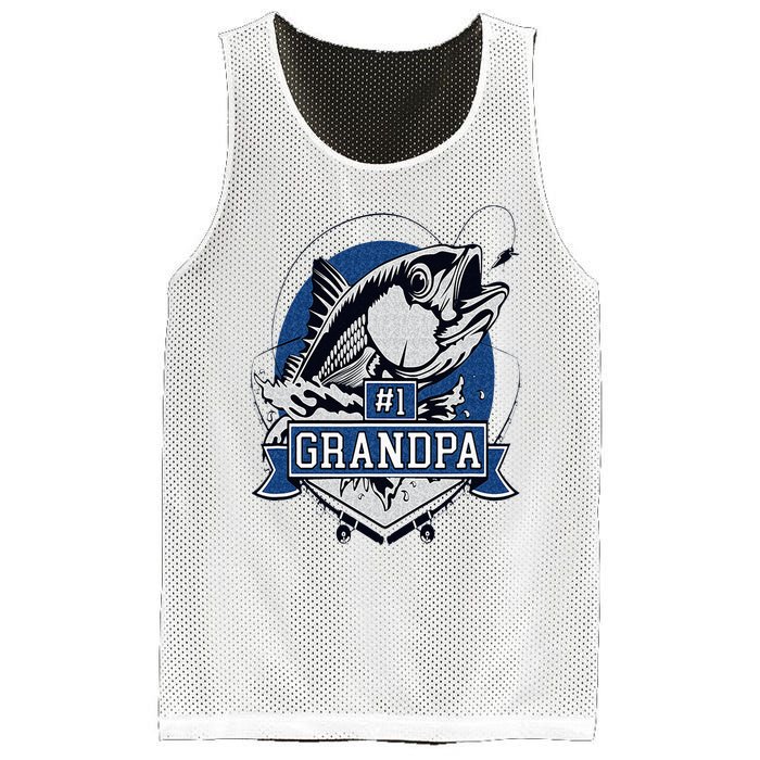 Trendy Number 1 Grandpa Fishing Logo Mesh Reversible Basketball Jersey Tank