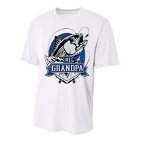 Trendy Number 1 Grandpa Fishing Logo Performance Sprint T-Shirt