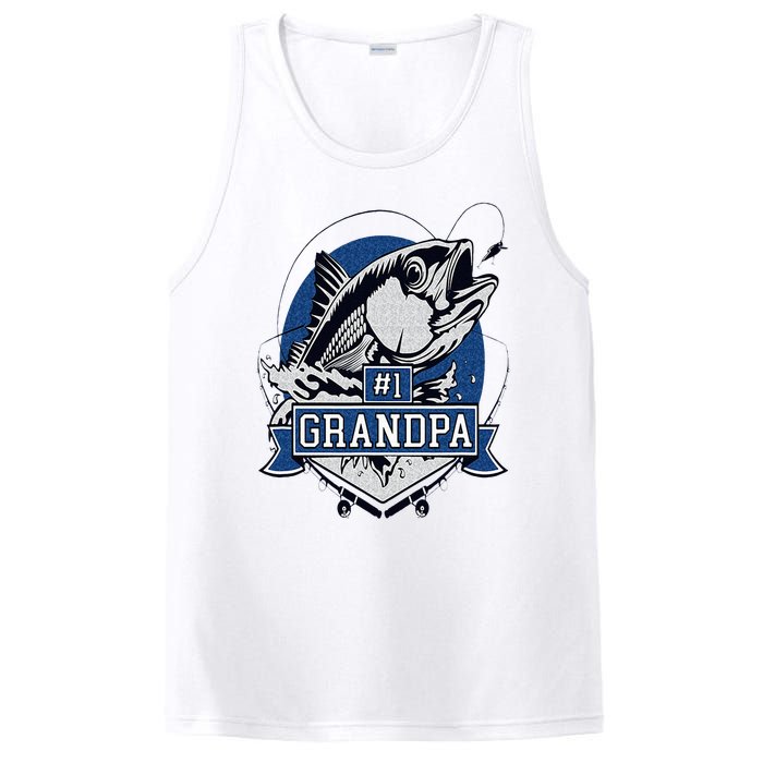 Trendy Number 1 Grandpa Fishing Logo PosiCharge Competitor Tank